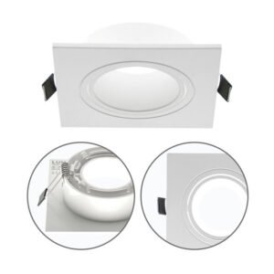 Aro GU-10 Encastrar Quadrado Plástico Branco Policarbonato