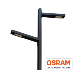 Luminária Assimétrica c/ Poste<br>4mts/6mts Altura 50w+50w 4000k/5000k 180lm/w IP67 Chip Led Osram