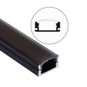 Calha de Alumínio Preto U Saliente (L)13,10 x (A)7 x (I)12,3mm x 2M
