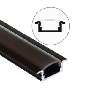 Calha de Alumínio Preto Embutir C/Difusor Preto (L) 25 x (A) 7 x (I)12 x 2M R:17mm