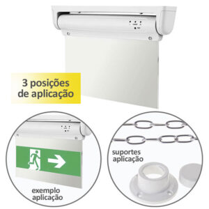 Armadura de Emergência 2w IP20 c/ Telecomando Aplic. suspensa/tecto/parede c/ Acrilico Luz Verde