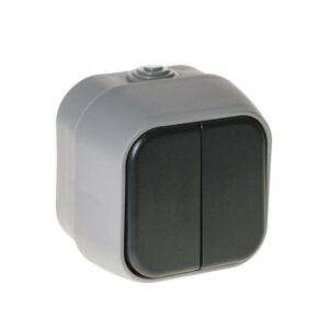 Comutador Lustre 2 Teclas IP54 Cinza