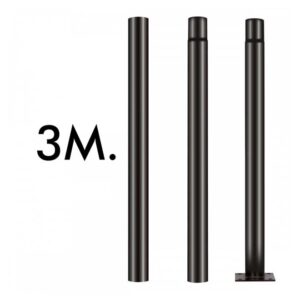Poste Galvanizado Preto 3x1m Topo Diametro 76mm