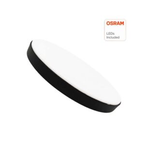 Painel Saliente Slim Redondo 24w 4000K Dimável IP44 140lm/W Chip Led OSRAM  Aro Preto