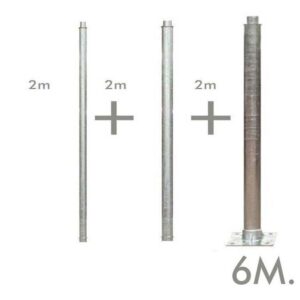 Poste Redondo Galvanizado 6m (2+2+2m) diametro topo 60mm