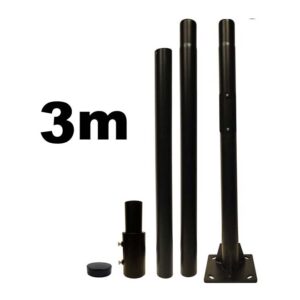 Poste Preto Galvanizado 3m (1+1+1m) Diametro 60mm
