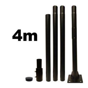 Poste Preto Galvanizado 4m (1+1+1+1m) Diametro 60mm