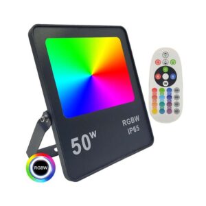 Projector Led RGB+W 50w Preto IP65 c/ Comando