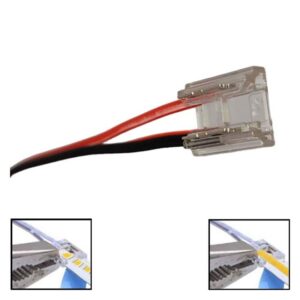 Kit 10 unid. Conector Transparente com cabo para Fitas LED COB + SMD - 8mm - IP20
