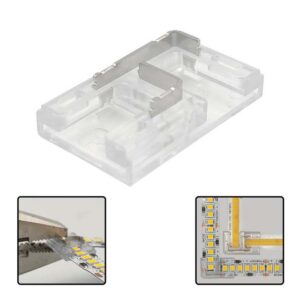 Kit 10 unid. Conector De União L Mini Transparente Para Fita LED - COB + SMD - 10mm - IP20