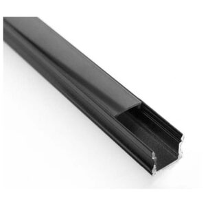 Calha Alumínio Saliente Alta Preta - Difusor Branco (L)17,6 x(A)14,47x(I)14,7mm x 2M