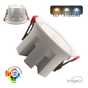 Foco Embutir Redondo Branco Fixo 12w / 9w / 6w CCT 130lm/w Chip BRIDGELUX<br>3 Anos Garantia
