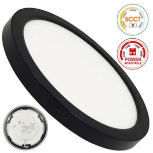Downlight Saliente/Encastrar-Saliente <U>ARO PRETO</U> 18w Potência Selecionável - 5 CCT Cor Selecionável