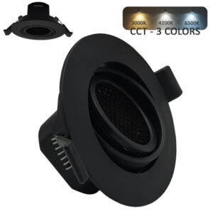 Downlight Redondo Orientavel Preto 7w IP40 700lm CCT