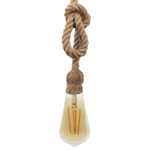 Candeeiro Suspenso E27 Vintage Corda em Linho