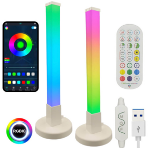 Conjunto 2 Candeeiros de Mesa LED 2x3.5W - Ambient Light - RGBW DIGITAL + Comando Infravermelhos + App - 2x45cm