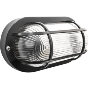 Aplique ParedeTecto Preto IP44 1xE27 C.20xL.12,5xAlt.10cm policarbonato (PC) + vidro