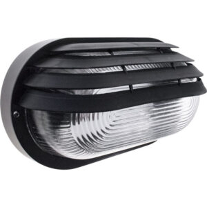 Aplique Parede Preto IP44 1xE27 C.27xL.15xAlt.11,5cm policarbonato (PC) + vidro