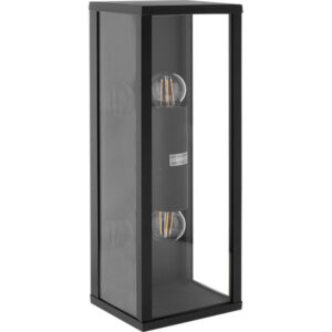 Aplique Parede 2xE27 antracite IP44 140x115x380 alumínio+vidro