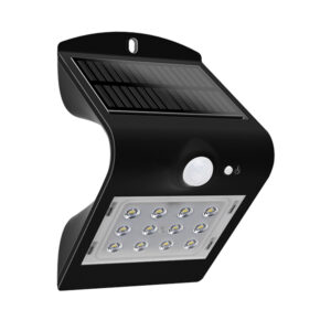 Aplique solar Parede Preto C/Sensor Movimento IP65 1,5+1,5W 220lm 3000K+4000k 96,5x79,4x144,9