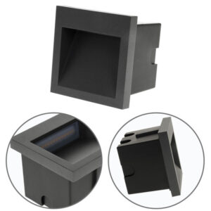 Aplique Parede Embutir Quadrado 3w 3000k 105lm IP54 Aro90x90x55 Furo 77x77 Alumínio+Vidro