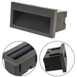 Aplique Parede Embutir Rectangular 3w 3000k 105lm IP54 Aro140x70x55 Furo 107x50 Alumínio+Vidro