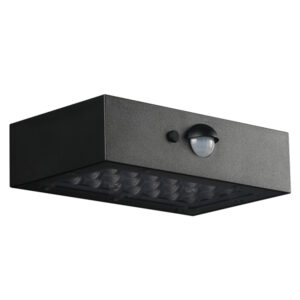 Aplique solar Parede Preto C/Sensor Movimento IP65 3+1W 350lm 3000K/4000K 137,6x90,4x35,4