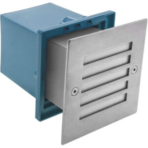 Aplique Parede Embutir Quadrado 1w 7500K 4lm IP54 Aro10,5x10,5x9cm Furo 10x10cm Metal+Vidro
