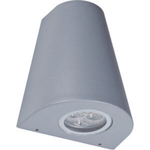 Aplique Parede Cinzento 1xGU10 IP54 C.12,5xL.15,5xAlt.9cm Metal+Vidro