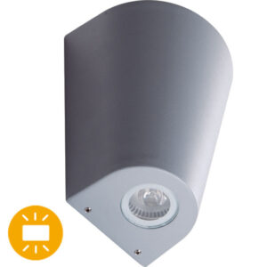 Aplique Parede Cinzento 2xGU10 IP54 C.12,5xL.15,5xAlt.9cm Metal+Vidro