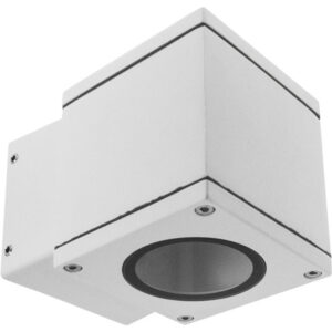 Aplique Parede Branco 1xGU10 IP54 C.8xL.8,5xAlt.8,5cm Alumínio+Vidro