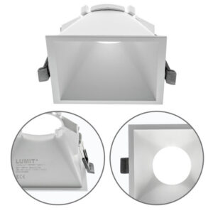 Aro GU-10 Encastrar Quadrado Plástico Branco C.9,3xL.9,3xAlt.5,3cm F8,5x8,5cm