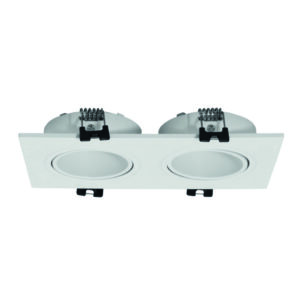 Aro 2xGU-10 Encastrar Quadrado Plástico Branco C.17,3xL.9,3xAlt.2,9cm F7,5x15cm