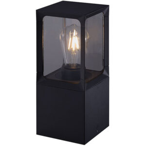 Aplique Chão 1xE27  Preto IP44 123x123x300 alumínio+Acrílico