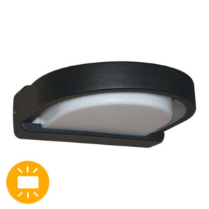 Aplique Parede Redondo Preto IP54 1xE27 27x25x8cm Alumínio+Plástico Luz Para Cima e Para Baixo