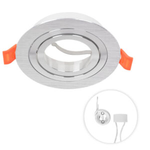 Aro GU-10 Encastrar Redondo Orientável Metal Prata Alt.2,5xØ9cm F7,5cm