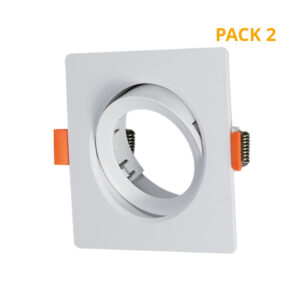 Aro GU-10 Encastrar Quadrado Orientável Plástico Branco 9x9xAlt3,5cm F7,5x7,5cm