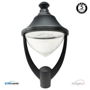 Luminária de Poste 40k 4000k 160 Lm/W Chip Led Bridgelux - Driver GxTronic - IP65 IK08 Ø370mm x H 665mm  Diâm. Poste 76mm 5 Anos Garantia
