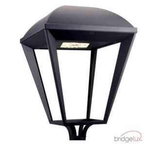 Luminária de Poste 65w 3000k 4000k 210Lm/W Chip Led Bridgelux - Driver GxTronic - IP65 IK10 470x470x685  Diâm. Poste 27mm 5 Anos Garantia