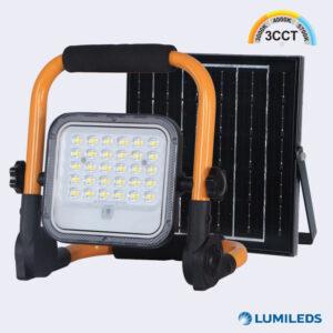 Projetor LED Solar Portátil 50W - 3CCT - Chip Lumileds IP65 + Painel solar  5V/5W+ bateria de 3.2V 4Ah