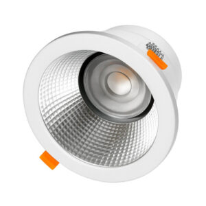 Downlight Redondo Branco LED Embutir Potencia Seleccionável 30w26w22w18w 24º 120Lm/w CCT 3000K/4000K/6000K IP65 Drive Lifud CRI+92 Aro Ø160x110 mm F Ø 145mm