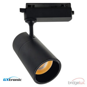 Foco Calha Monofásico Preto 30w 6000k  Chip Led BRIDGELUX Drive Gxtronic 3300lm NO FLICK 140*76*158