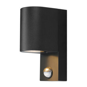 Aplique Parede Preto IP65 - GU10 - Com Sensor de Movimento PIR