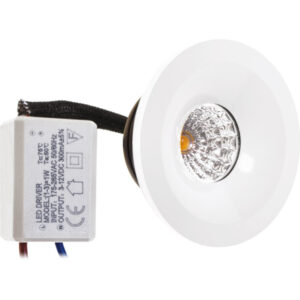 Foco 1w Redondo Branco Fixo 65lm AroØ48x25 FuroØ35 Metal