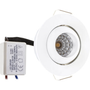 Foco 1w Redondo Branco Orientável 4000k 65lm AroØ52x15 FuroØ40 Metal