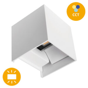 Aplique Quadrado Branco Orientável 2x5w CCT (3000K|4000K|6500K) IP65 520-620lm 10*10*10cm Alumínio + Vidro