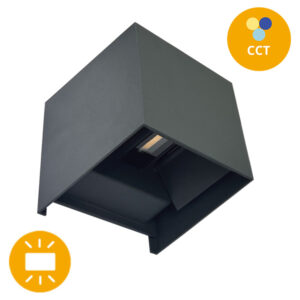 Aplique Quadrado Antracite Orientável 2x5w CCT (3000K|4000K|6500K) IP65 520-620lm 10*10*10cm Alumínio + Vidro