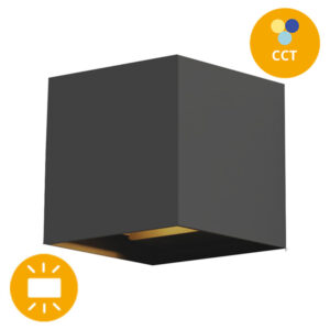 Aplique Quadrado Preto Orientável 2x3W CCT (3000K|4000K|6500K) IP65 350-430lm 10x10x10cm