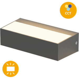 Aplique Parede 9w CCT 3000K/4000K/6500K 610-710lm Antracite IP65 Luz P Cima e Para Baixo 171x46x83 ABS+Vidro