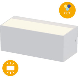 Aplique Parede 12w CCT 3000K/4000K/6500K 610-710lm Branco IP65 Luz P Cima e Para Baixo 230x90x102 ABS+Vidro